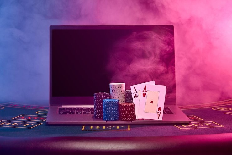 Antarmuka permainan Bandar Poker dengan chat pemain dan statistik real-time